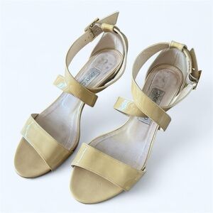 Jimmy Choo Yellow Patent Leather Wedge Sandals EU 38 / US 7.5